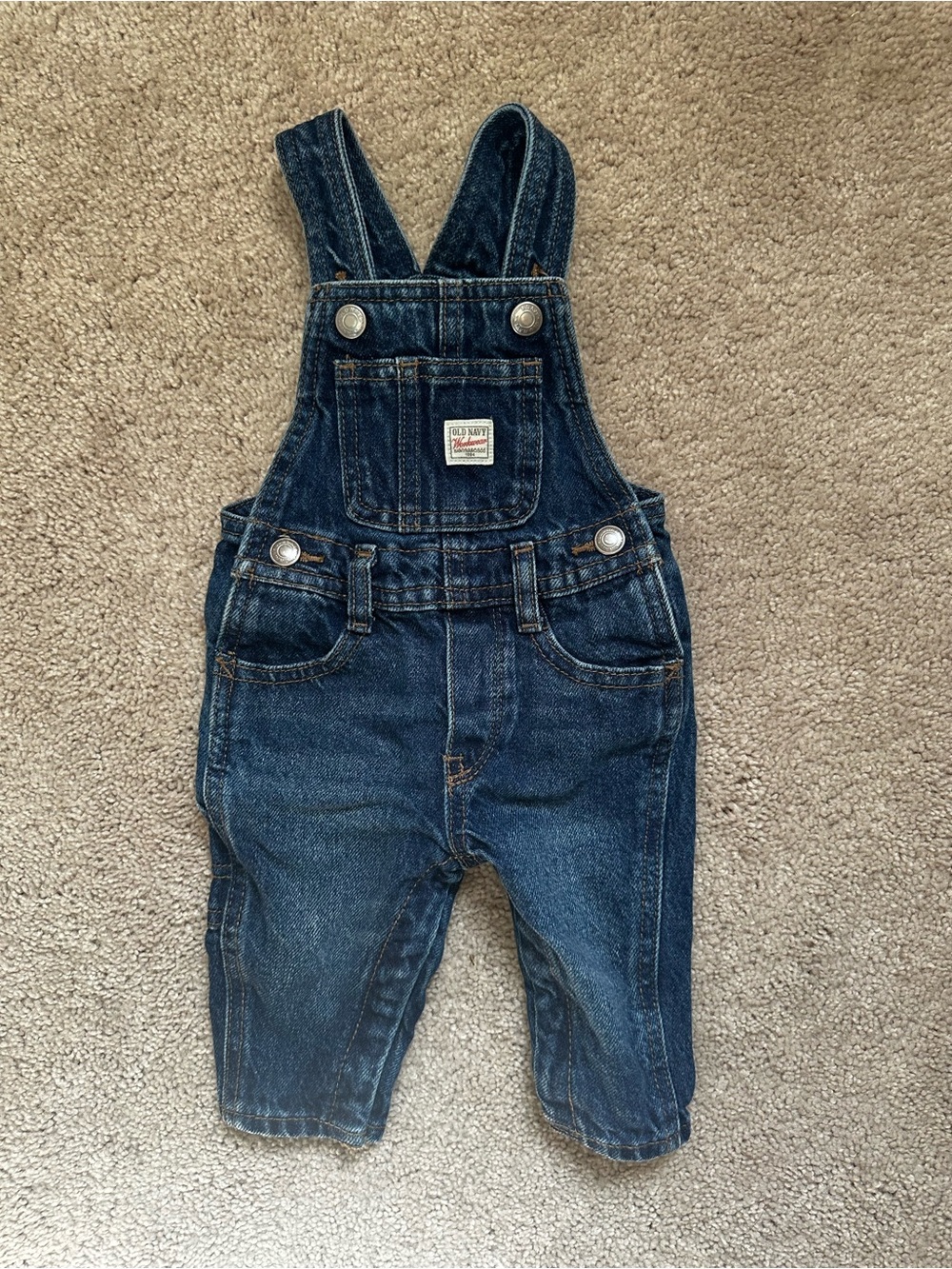 3-6month Old Navy Classic Dark Blue Denim Overalls